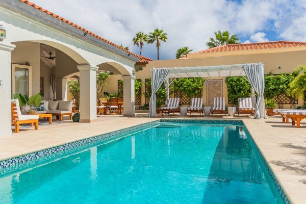 backyard with large pool