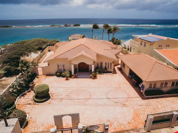 aerial view of beachfront home