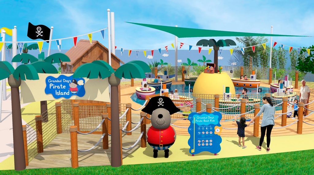 RENDERING Grandad Dogs Pirate Island Boat Ride Peppa Pig Theme Park Florida