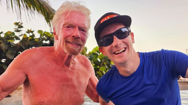 Dennis Goedheid with Richard Branson on Necker Island