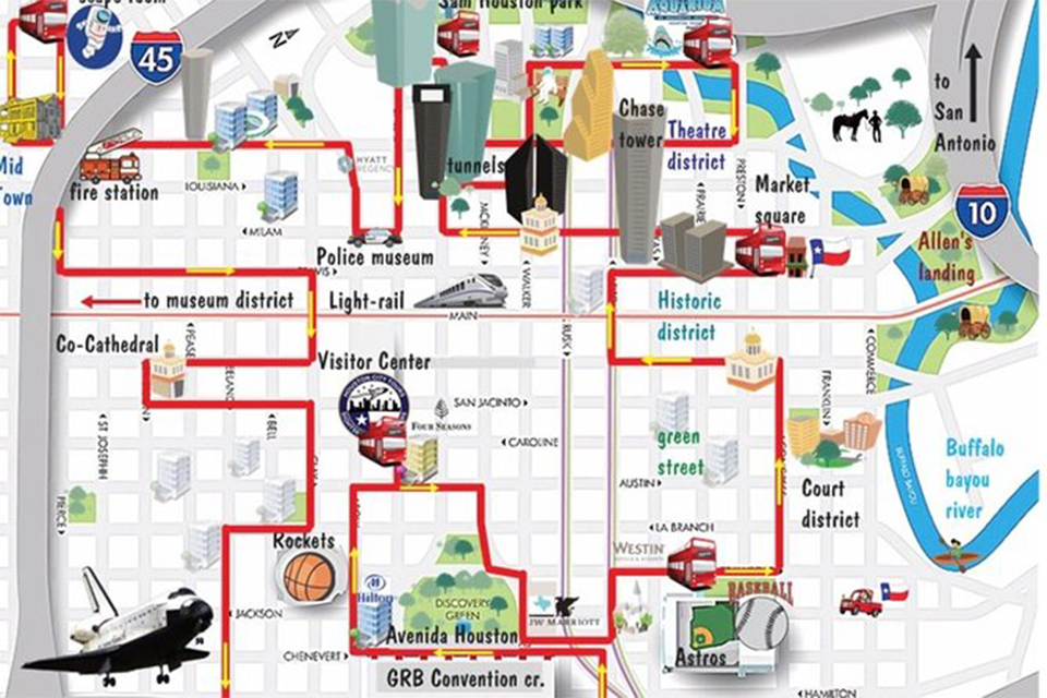 Houston Sightseeing Bus Map