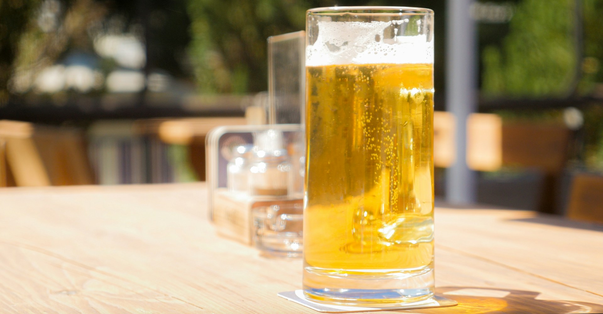 Beer mug on table