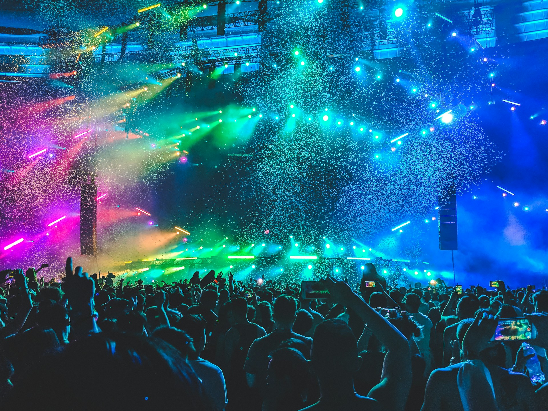 Concert with multi color lights